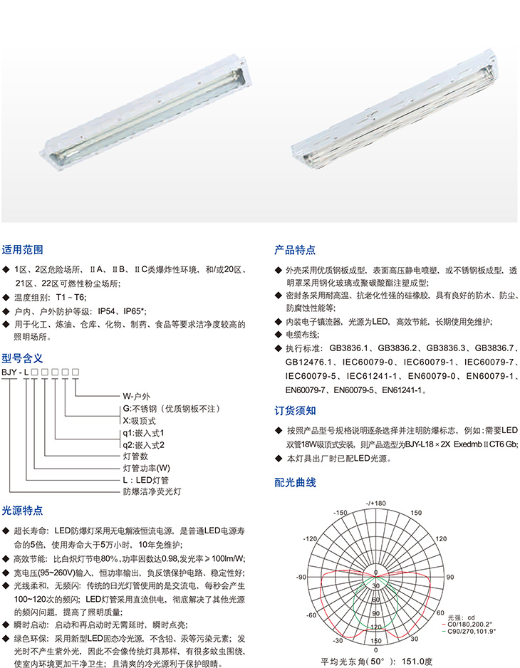BJY-L系列防爆潔凈熒光燈(LED燈管)(Ⅱc、DIP)1